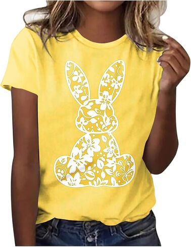 Cute Easter Shirts for Women Bunny Face Graphic Rabbit Bubble Gum T Shirt Summer Casual Short Sleeve Festival Tee Tops in Kuwait