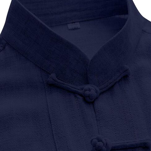 Traditional Chinese Tang Shirts Men Linen Long Sleeve Kung Fu Uniforms Stand Collar Casual Vintage Baggy Comfortable Tops in Kuwait
