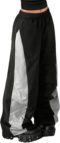 Girls Wide Leg Track Pants, Elastic Waist Casual Pants with Black Side Stripes for Teens in Kuwait
