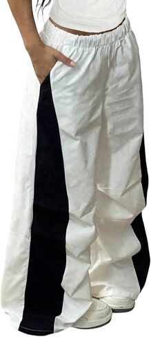 Girls Wide Leg Track Pants, Elastic Waist Casual Pants with Black Side Stripes for Teens in Kuwait