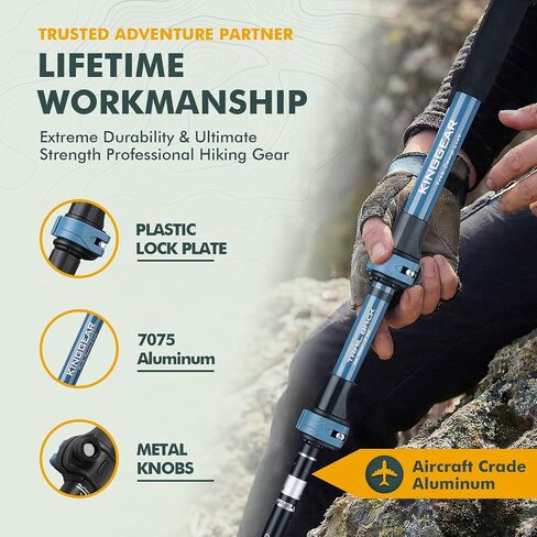 KINGGEAR Outdoor Folding Hiking Poles – Ultralight Shock-Absorbing Trekking Sticks with Comfort Grip & Quick Lock System, 2-Pack Adjustable Walking Cane for Backpacking, Camping, and Mountaineering in Saudi Arabia