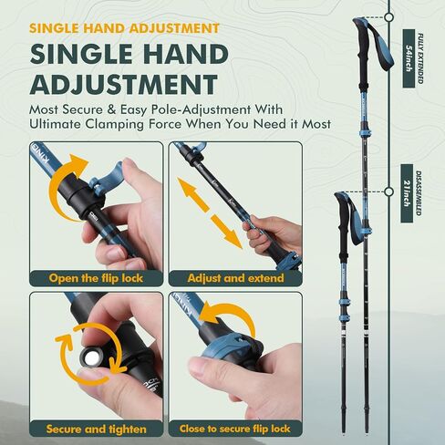 KINGGEAR Outdoor Folding Hiking Poles – Ultralight Shock-Absorbing Trekking Sticks with Comfort Grip & Quick Lock System, 2-Pack Adjustable Walking Cane for Backpacking, Camping, and Mountaineering in Saudi Arabia