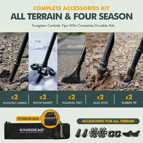 KINGGEAR Outdoor Folding Hiking Poles – Ultralight Shock-Absorbing Trekking Sticks with Comfort Grip & Quick Lock System, 2-Pack Adjustable Walking Cane for Backpacking, Camping, and Mountaineering in Saudi Arabia
