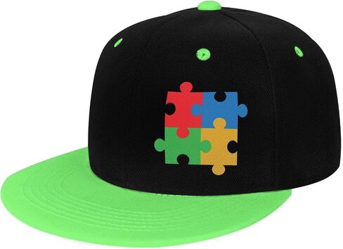 Autism Awareness Snapback Cap Unisex Children Adjustable Flat Brim Outdoors Baseball Cap Red in Kuwait
