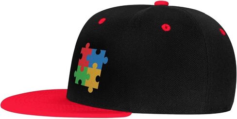 Autism Awareness Snapback Cap Unisex Children Adjustable Flat Brim Outdoors Baseball Cap Red in Kuwait