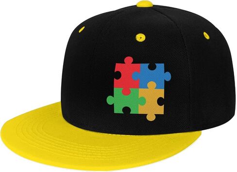 Autism Awareness Snapback Cap Unisex Children Adjustable Flat Brim Outdoors Baseball Cap Red in Kuwait