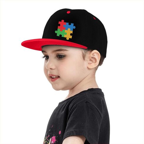 Autism Awareness Snapback Cap Unisex Children Adjustable Flat Brim Outdoors Baseball Cap Red in Kuwait