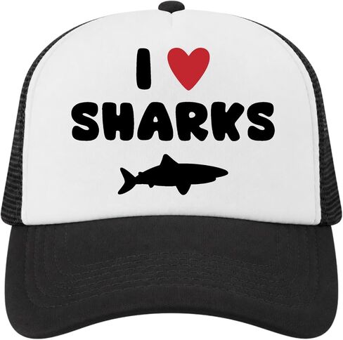 قبعة سائق الشاحنة للأطفال من I Love Sharks، قبعة حيوانات المحيط للأولاد والبنات، هدايا عيد ميلاد للأطفال الصغار لمحبي القرش in Kuwait