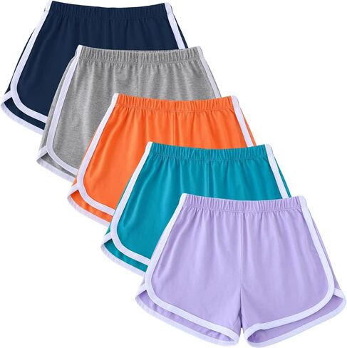Girls Athletic Shorts, 5-Pack Running Dolphin Shorts for 5-16 Years in Saudi Arabia