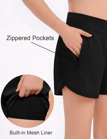 Arshiner Girls Athletic Shorts Crossover High Waisted 2 in 1 Running Shorts with Pockets for Kids Sports Volleyball Soccer in Kuwait