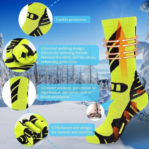 Warm Kids Ski Socks - 2 Pairs Merino Wool and Cotton Fix Material Skiing Socks, Knee High Winter Warm Snowboard Thermal Socks For Boys Girls Toddlers in Saudi Arabia