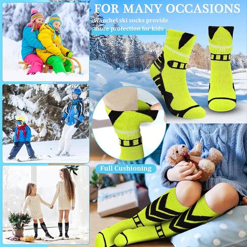 Warm Kids Ski Socks - 2 Pairs Merino Wool and Cotton Fix Material Skiing Socks, Knee High Winter Warm Snowboard Thermal Socks For Boys Girls Toddlers in Saudi Arabia