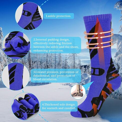 Warm Kids Ski Socks - 2 Pairs Merino Wool and Cotton Fix Material Skiing Socks, Knee High Winter Warm Snowboard Thermal Socks For Boys Girls Toddlers in Saudi Arabia