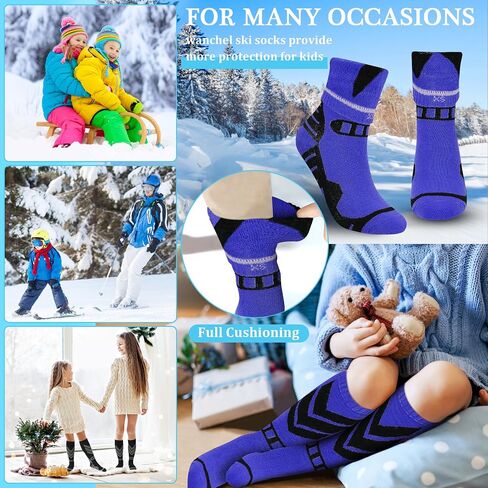 Warm Kids Ski Socks - 2 Pairs Merino Wool and Cotton Fix Material Skiing Socks, Knee High Winter Warm Snowboard Thermal Socks For Boys Girls Toddlers in Saudi Arabia