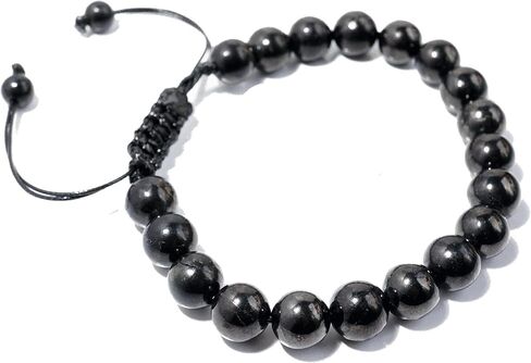 Shungite Stones Shungite Bracelet for Men Women Shungite Beads Handmade Braided Crystal Jewellry (8MM Braided) in Saudi Arabia