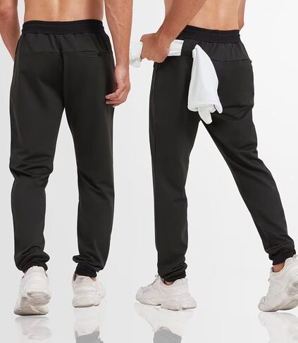lomsoe 3 Pack Sweatpants for Men Tapered Mens Joggers Pants with Zip Pockets Slim Fit Running Gym Sweat Pants Gifts for Men in Saudi Arabia