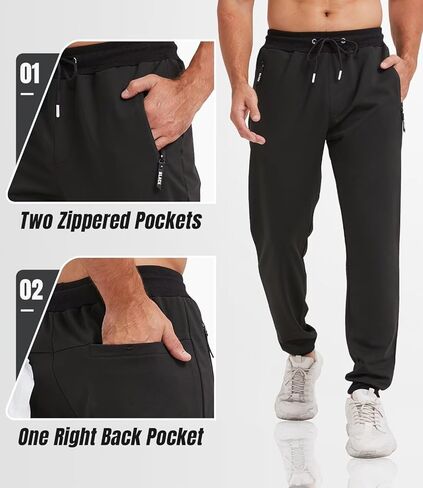 lomsoe 3 Pack Sweatpants for Men Tapered Mens Joggers Pants with Zip Pockets Slim Fit Running Gym Sweat Pants Gifts for Men in Saudi Arabia