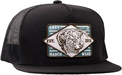 Lazy J Ranch Youth Black Iron Horn Classic Five Panel Trucker Hat - Adjustable Youth Baseball Cap in Kuwait
