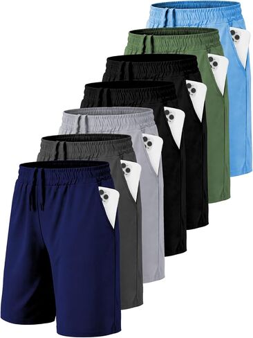 7 Pack Kids Athletic Shorts with Pockets, Quick Dry Basketball Running Shorts for Boys Girls in Saudi Arabia