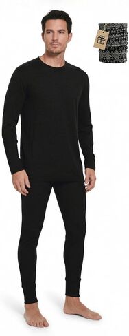 MERINNOVATION Merino Wool Base Layer Set for Men 100% Merino Wool Pajamas Set Thermal Sleep PJS Lite - Midweight Top, Bottom in Saudi Arabia
