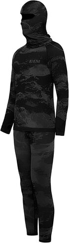E4M Men’s Thermals Top and Bottom Set - Men’s Long Johns with Ski Mask, Gray Camo in Saudi Arabia