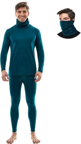 Merino.tech Merino Wool Base Layer Mens Set - Merino Wool Thermal Long Underwear Mens Top, Bottom and Neck Gaiter in Kuwait