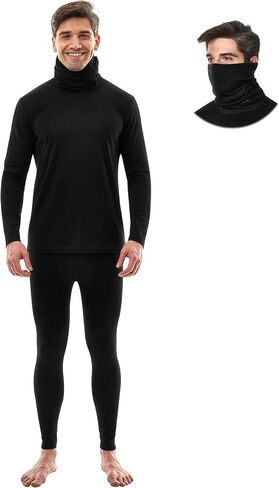 Merino.tech Merino Wool Base Layer Mens Set - Merino Wool Thermal Long Underwear Mens Top, Bottom and Neck Gaiter in Kuwait