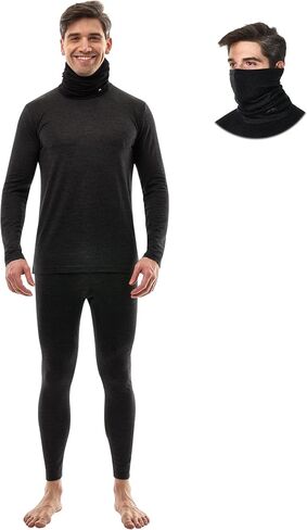 Merino.tech Merino Wool Base Layer Mens Set - Merino Wool Thermal Long Underwear Mens Top, Bottom and Neck Gaiter in Kuwait