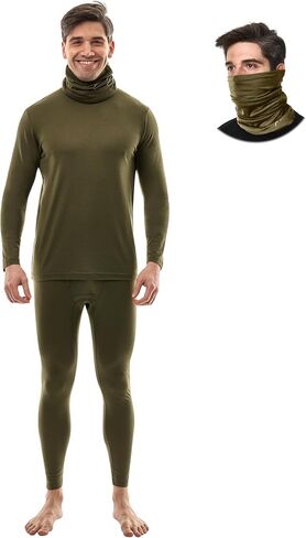 Merino.tech Merino Wool Base Layer Mens Set - Merino Wool Thermal Long Underwear Mens Top, Bottom and Neck Gaiter in Kuwait