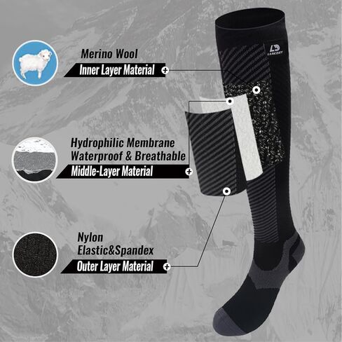 Waterproof Socks,Merino Wool,Knee High,Skiing & Snowboarding,Cold Weather Winter Thermal Warm Socks in Saudi Arabia