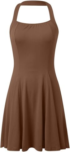 Aniywn Summer Mini Dresses for Women Halter Square Neck Backless Beach Party Dress Sleeveless A Line Casual Formal Sundress in Kuwait
