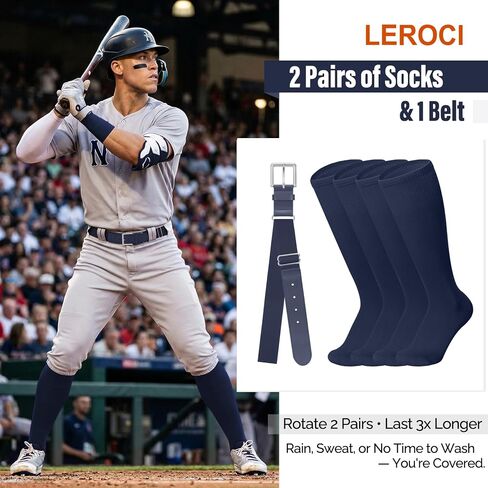 Baseball Softball Belt & Socks Combo Set for Youth and Adult (2 Pairs of Socks & 1 Belt) in Saudi Arabia