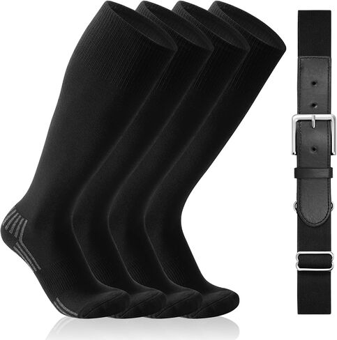 WERFORU 2 Pairs Baseball Socks and Belt Combo For Youth and Adult Softball Socks with Adjustable Belt for Boys Girls in Saudi Arabia