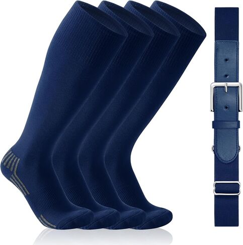 WERFORU 2 Pairs Baseball Socks and Belt Combo For Youth and Adult Softball Socks with Adjustable Belt for Boys Girls in Kuwait