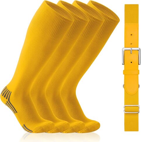 WERFORU 2 Pairs Baseball Socks and Belt Combo For Youth and Adult Softball Socks with Adjustable Belt for Boys Girls in Kuwait
