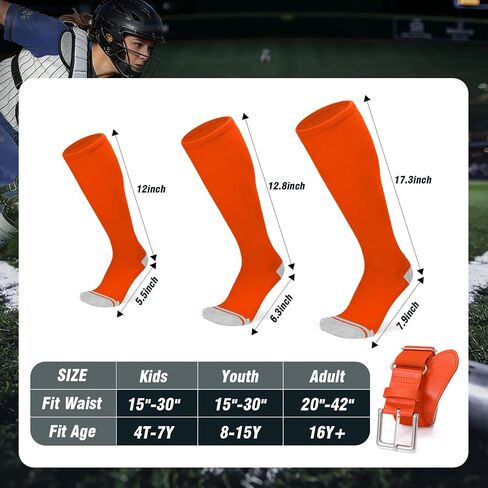 Baseball Socks and Belt Combo Set Youth Boys Softball Football Socks and Elastic Baseball Belts for Kids Adult Girls in Kuwait