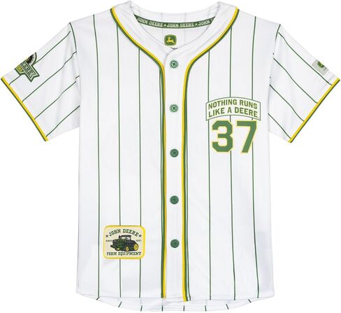John Deere Tractor Mesh Baseball Jersey Athletic Button Down Shirt Toddler to Big Kid Sizes (2T - 10-12) in Kuwait