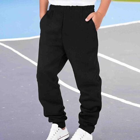 Boys Jogger Sweatpants Casual Stretchy Straight Leg Slim fit Drawstring Walking Pants Lightweight Athletic Street Wear in Kuwait