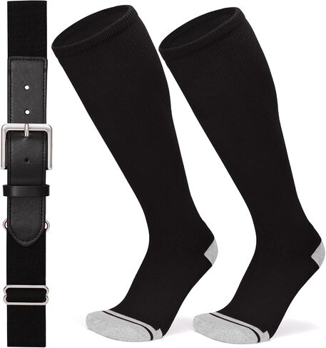 Baseball Socks and Belt Combo Set Youth Boys Softball Football Socks and Elastic Baseball Belts for Kids Adult Girls in Saudi Arabia