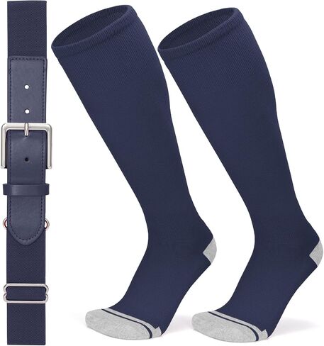 Baseball Socks and Belt Combo Set Youth Boys Softball Football Socks and Elastic Baseball Belts for Kids Adult Girls in Kuwait