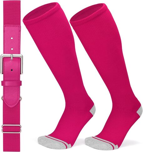 Baseball Socks and Belt Combo Set Youth Boys Softball Football Socks and Elastic Baseball Belts for Kids Adult Girls in Kuwait