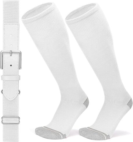 Baseball Socks and Belt Combo Set Youth Boys Softball Football Socks and Elastic Baseball Belts for Kids Adult Girls in Kuwait