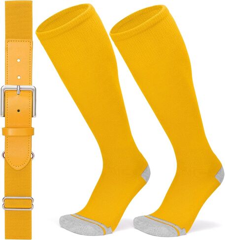 Baseball Socks and Belt Combo Set Youth Boys Softball Football Socks and Elastic Baseball Belts for Kids Adult Girls in Kuwait