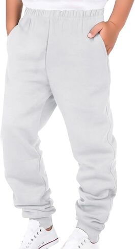 Boys Jogger Sweatpants Casual Stretchy Straight Leg Slim fit Drawstring Walking Pants Lightweight Athletic Street Wear in Kuwait