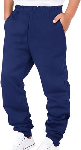 Boys Jogger Sweatpants Casual Stretchy Straight Leg Slim fit Drawstring Walking Pants Lightweight Athletic Street Wear in Kuwait