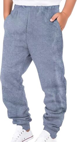 Boys Jogger Sweatpants Casual Stretchy Straight Leg Slim fit Drawstring Walking Pants Lightweight Athletic Street Wear in Kuwait