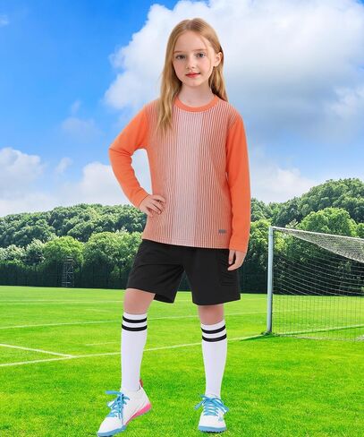 Hiheart Boys Girls Padded Soccer Goalkeeper Jersey & Shorts Set Long Sleeve Goalie Uniform Football Training Kit in Saudi Arabia