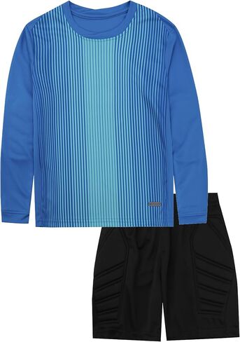 Hiheart Boys Girls Padded Soccer Goalkeeper Jersey & Shorts Set Long Sleeve Goalie Uniform Football Training Kit in Saudi Arabia