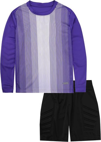 Hiheart Boys Girls Padded Soccer Goalkeeper Jersey & Shorts Set Long Sleeve Goalie Uniform Football Training Kit in Saudi Arabia