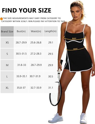 Womens Athletic Tennis Dress with Built-in Shorts & Removable Bra – Mini Active Dress for Tennis, Golf, Running in Saudi Arabia